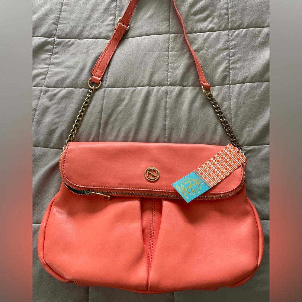 Tracy Negoshian coral leather purse, NWT